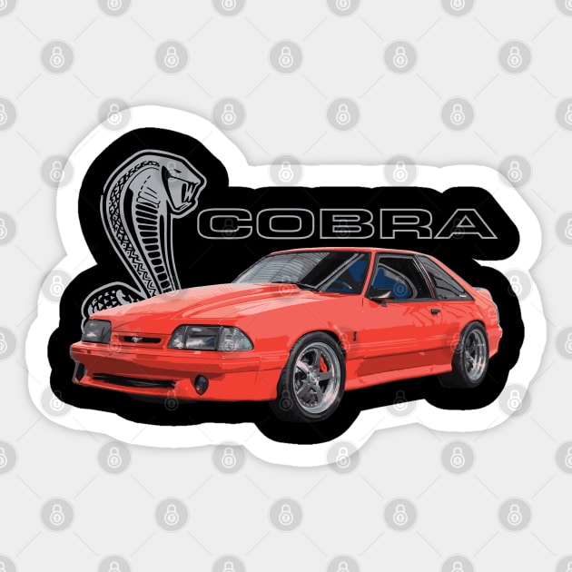 93 Mustang GT 5.0L V8 Fox Body Cobra SVT Red Supercharged USA Sticker by cowtown_cowboy